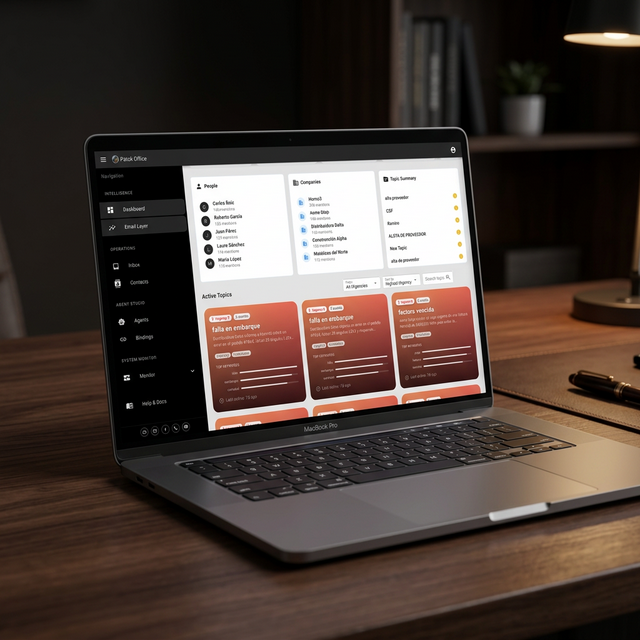 Patok Email Layer — Dashboard con People, Companies, Topic Summary y Active Topics