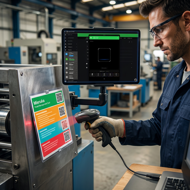 Operador escaneando QR de pieza para registrar trazabilidad